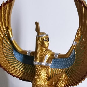 Estatua egipcia de la diosa maat diosa de la justicia Alas abiertas gran piedra pesada hecha en Egipto imagen 7