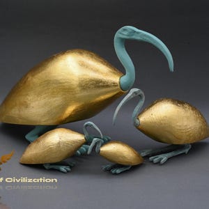 Great statue of  God Thoth as the sacred Ibis Figurine covered by gold leaf, handmade (4 size), made in Egypt