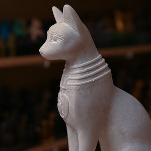 Egyptian goddess Bastet Cat statue marble stone made in egypt
