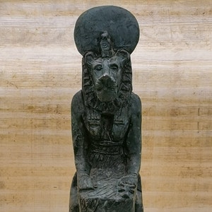 Statue of Egyptian Goddess Sekhmet seated &quot;lady of war&quot; stone Made in Egypt