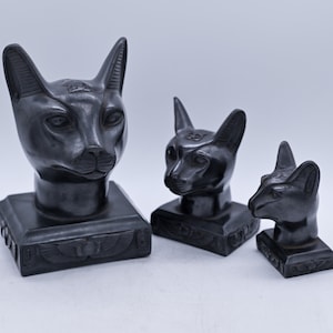 Egyptian figurine goddess Bastet head black made in egypt