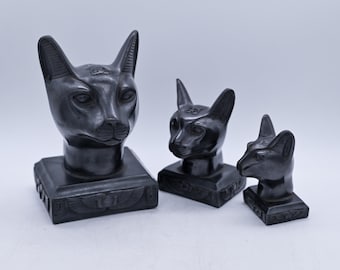 Egyptian figurine goddess Bastet head black made in egypt