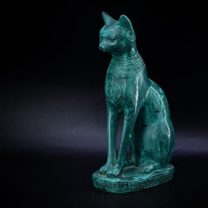 Unique statue of Egyptian goddess Bastet cat with scarab stone made in egypt
