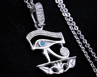 Silver Eye of Horus Necklace Ancient Egyptian Protection Amulet Pendant Gift