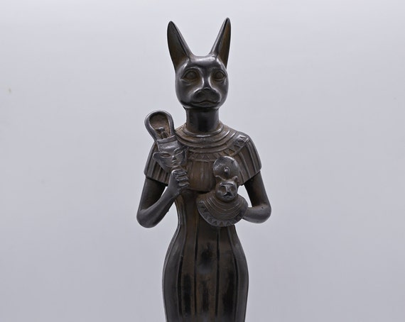 エジプトの女神バステト猫の大きな像（黒）エジプト製 - Etsy 日本