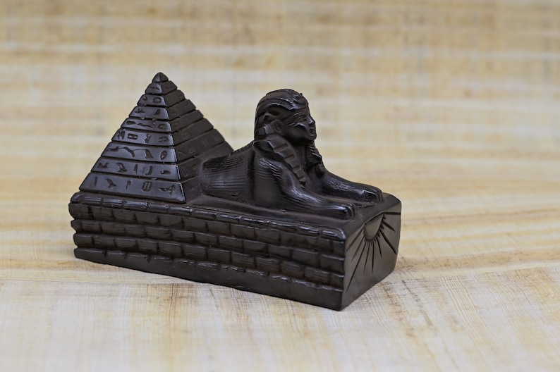 Unique Egyptian Sphinx Statue With Pyramid (3 Colors) Made in Egypt - Etsy