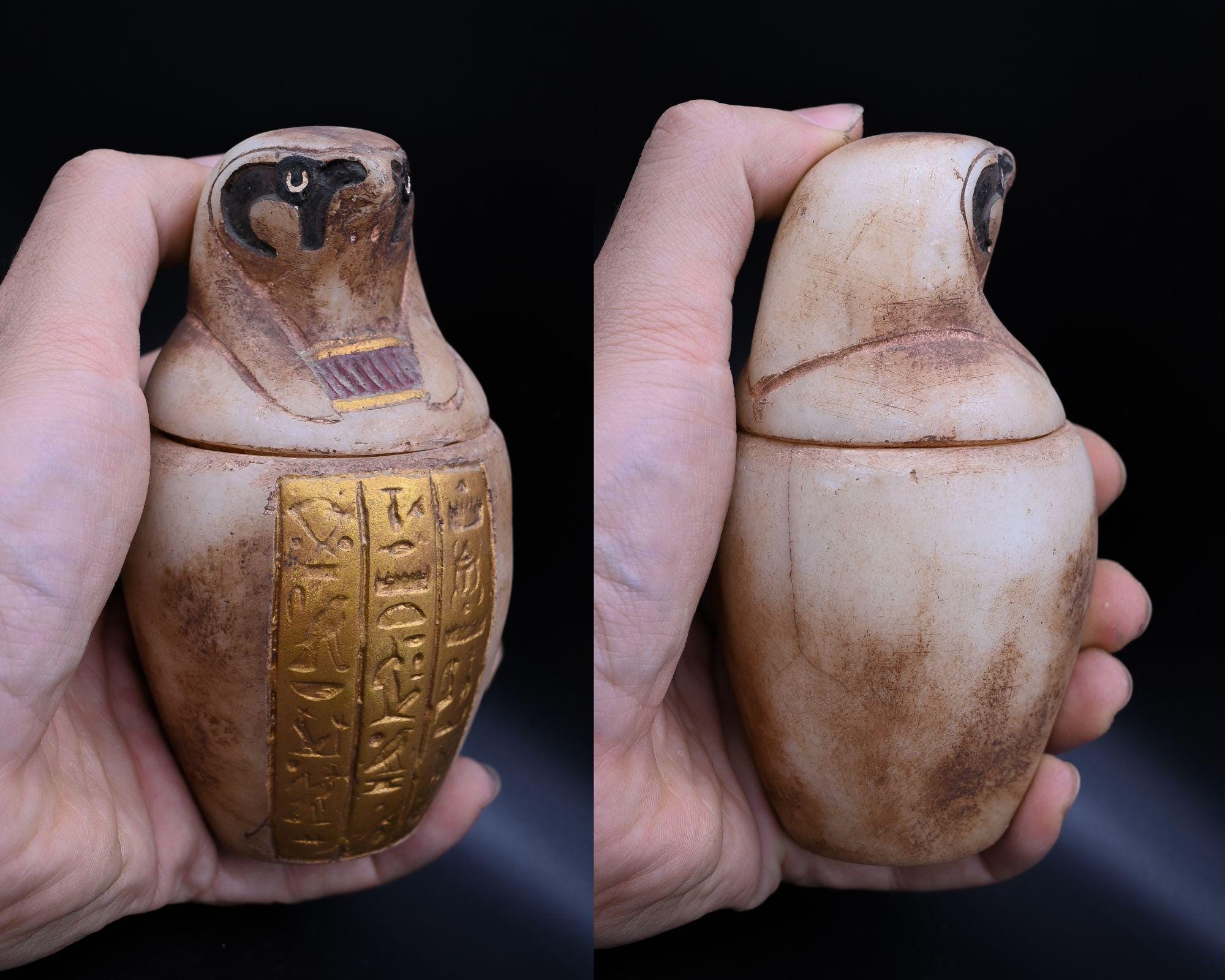エジプトのカノプス壺：ホルスの息子たち、大理石製、4個セット - Etsy