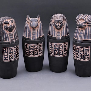 Egyptian Canopic Jars: Sons of Horus Stone Set