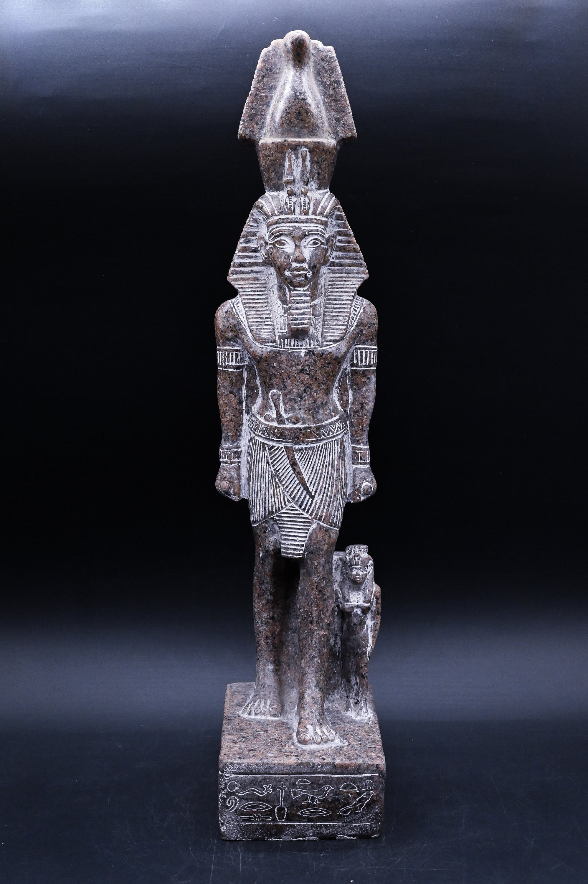 Egyptian art Pharaoh king Ramesses II large 3 style heavy granite stone made in egypt