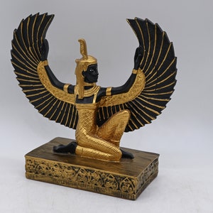 Estatua egipcia de la diosa maat diosa de la justicia Alas abiertas grandes hechas en Egipto imagen 9