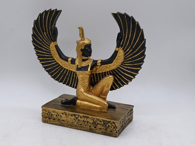 Estatua egipcia de la diosa maat diosa de la justicia Alas abiertas grandes hechas en Egipto imagen 9