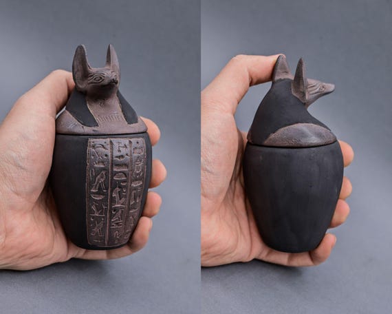 エジプトのカノプス壺：ホルスの息子セット、石の装飾 - Etsy 日本