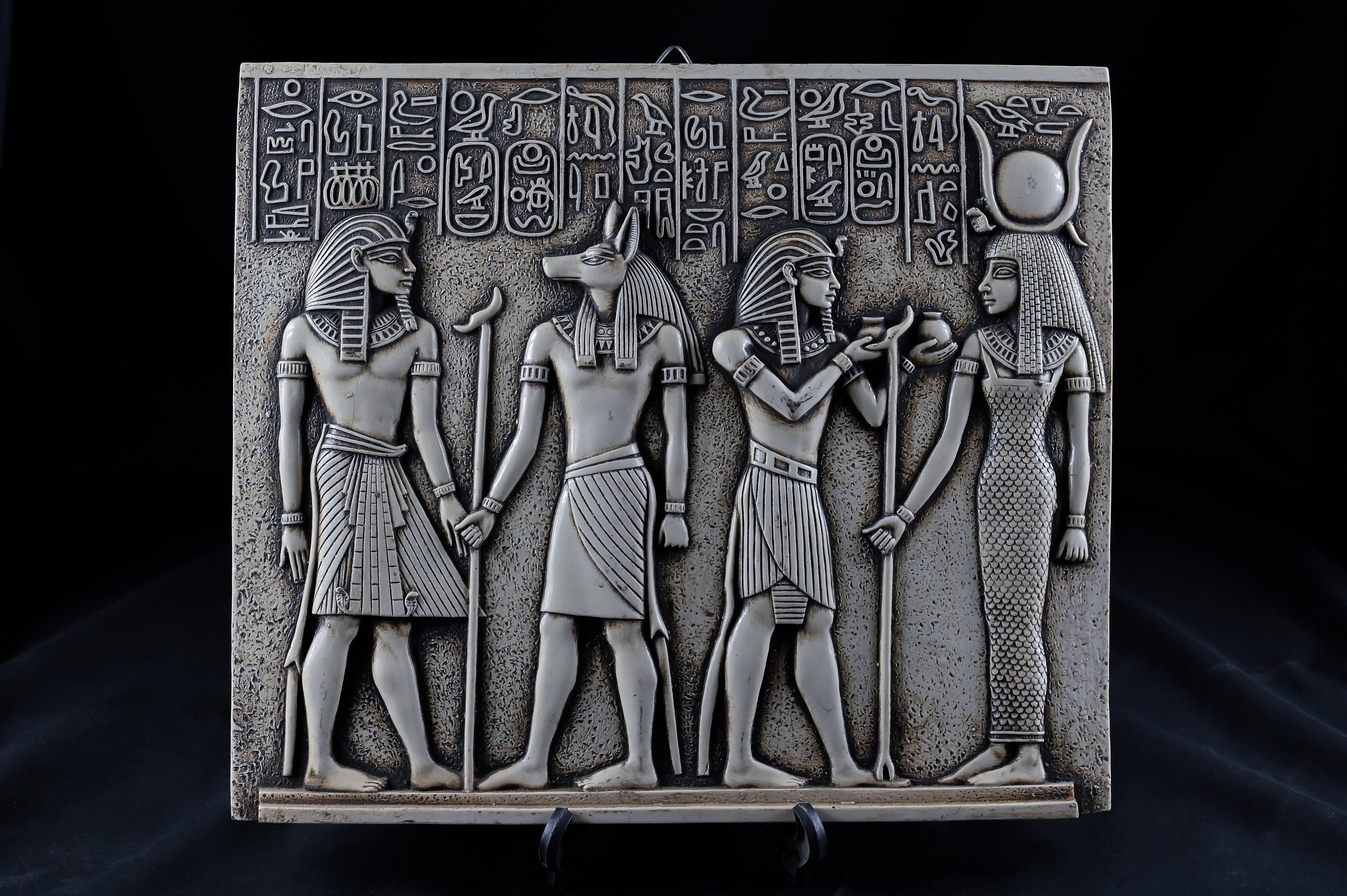 エジプト アートパネル レリーフ (レプリカ) エジプトの壁のレリーフ、ツタンカーメン、アヌビスとイシス、エジプト