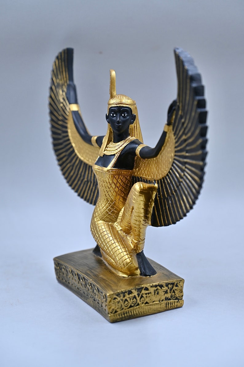 Estatua egipcia de la diosa maat diosa de la justicia Alas abiertas grandes hechas en Egipto imagen 6