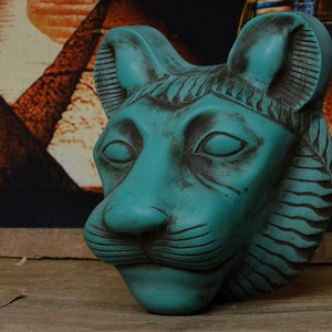Unique Head of Sekhmet goddess a vintage piece, used for decoration! Made by our Expert sculptors. Made in Egypt, Replica Altar statue.