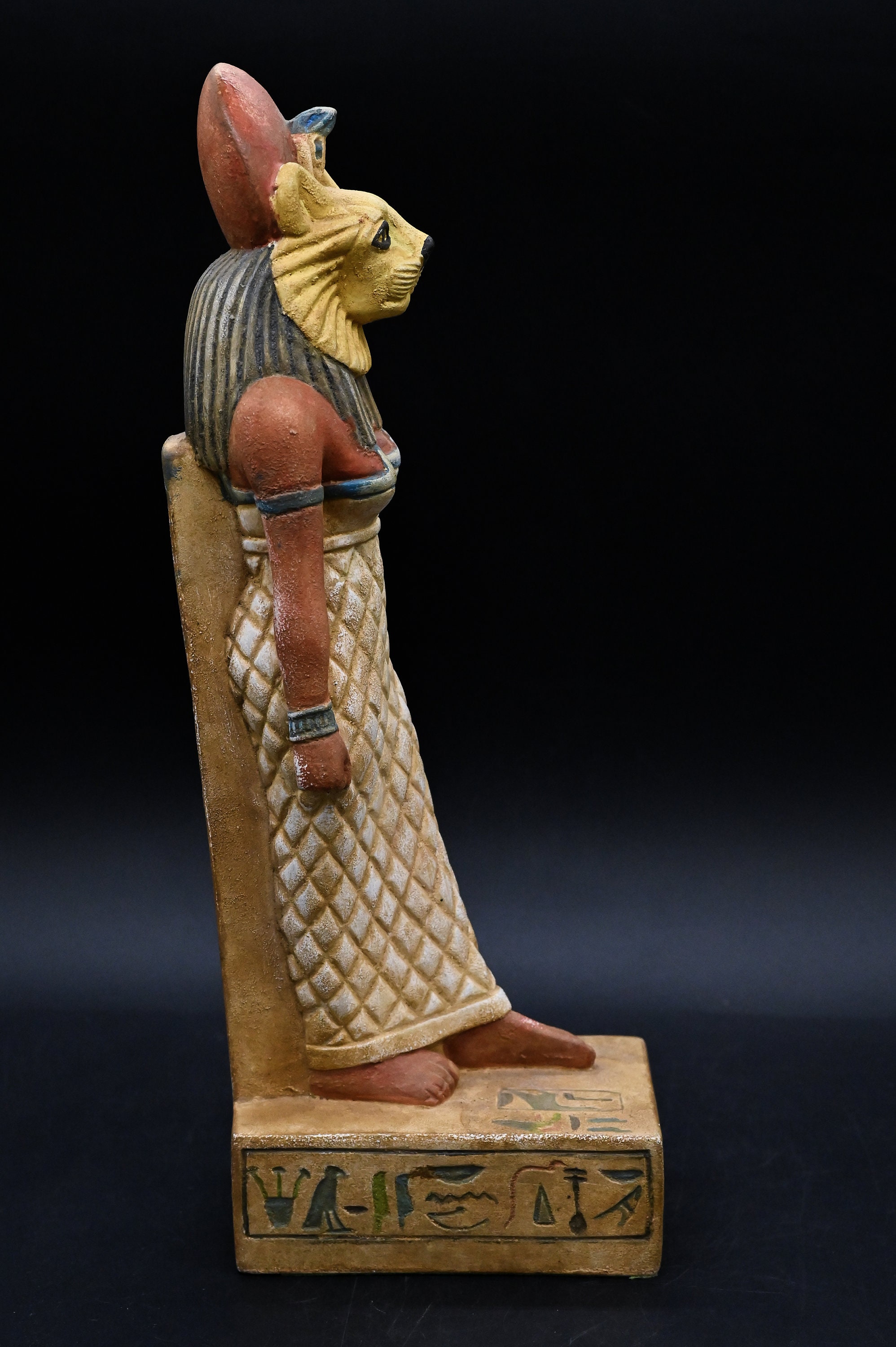 Statue of Egyptian Art Goddess Sekhmet Hand Painted Heavy Stone Made in ...