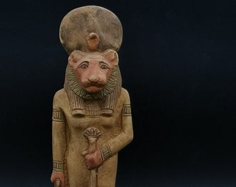 ヴィンテージエジプト美術の女神セクメト像、エジプト製の手彫りの石像 