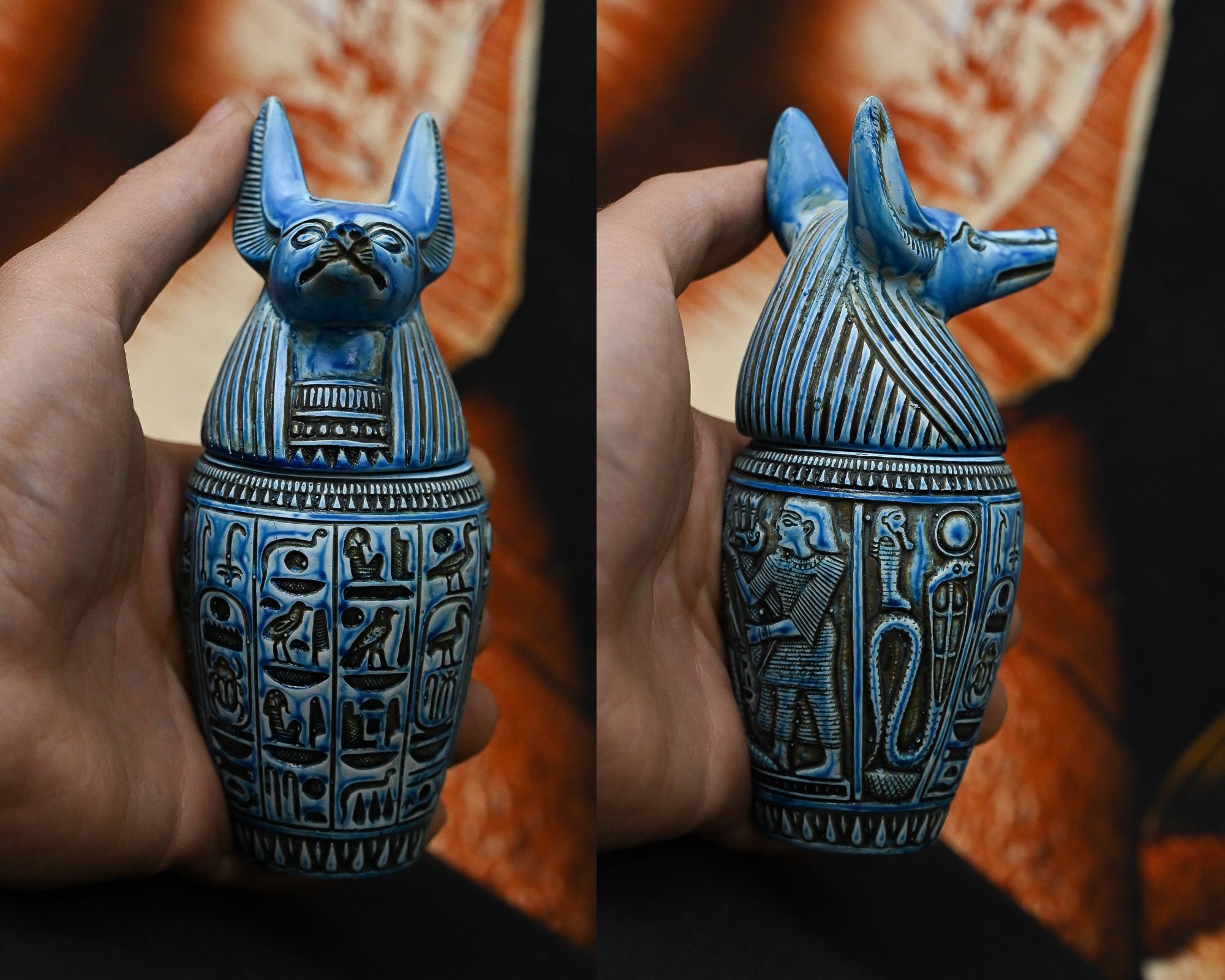 エジプトのカノプス壺セット：ポリストーン古代美術彫刻 - Etsy 日本