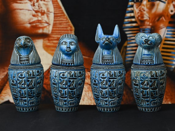 エジプトのカノプス壺セット：ポリストーン古代美術彫刻 - Etsy 日本