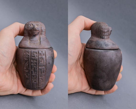 エジプトのカノプス壺セット：ホルスの息子たちの石の芸術 - Etsy 日本