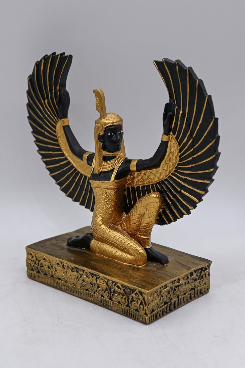 Estatua egipcia de la diosa maat diosa de la justicia Alas abiertas grandes hechas en Egipto imagen 5