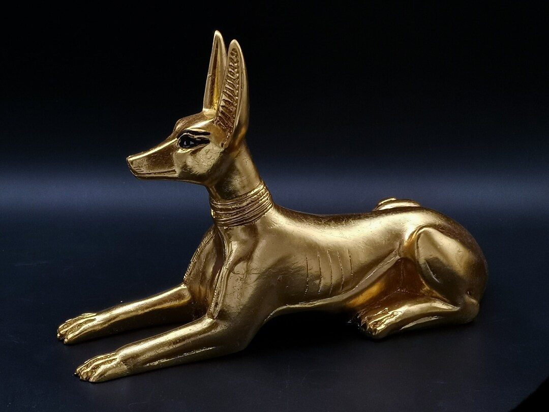アヌビス犬ジャッカルの置物エジプトの神像白（4サイズ）エジプト製
