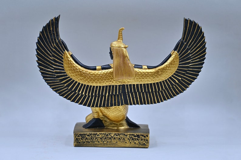 Estatua egipcia de la diosa maat diosa de la justicia Alas abiertas grandes hechas en Egipto imagen 7