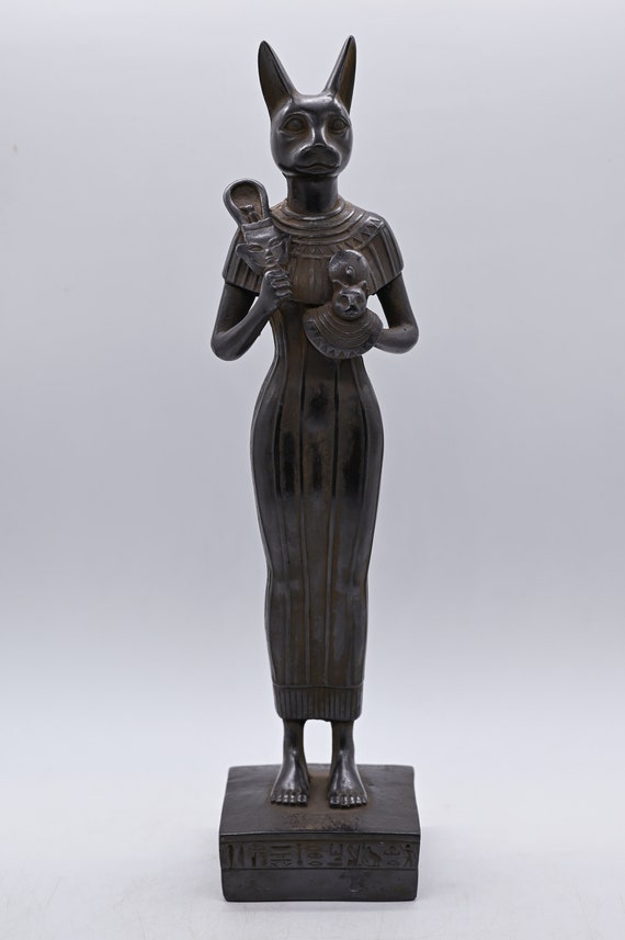 エジプトの女神バステト猫の大きな像（黒）エジプト製 - Etsy 日本