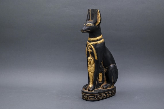 Egyptian Anubis Statue: Stone Dog With Gold Leaf Detail - Etsy