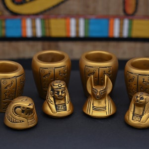 4 canopic jars (sons of Horus) gold 3 style made in egypt
