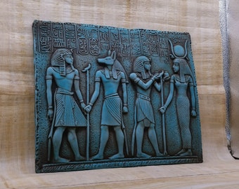 古代エジプト美術 壁面レリーフ ツタンカーメンとアヌビス