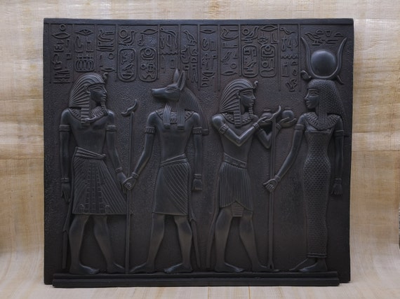 エジプトの壁のレリーフ、ツタンカーメン、アヌビスとイシス、エジプト