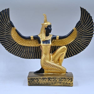 Estatua egipcia de la diosa maat diosa de la justicia Alas abiertas grandes hechas en Egipto S2(H:20xW:27xD:7) cm