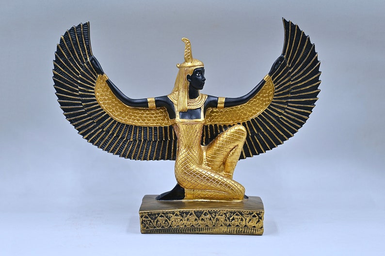 Estatua egipcia de la diosa maat diosa de la justicia Alas abiertas grandes hechas en Egipto S2(H:20xW:27xD:7) cm