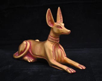 Anubis Dog Jackal Figurine Egyptian God statue gold, made in egypt