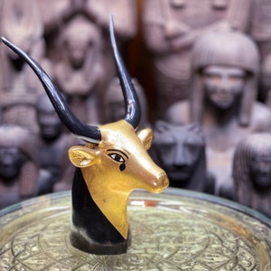 Unique Ancient Egyptian goddess Hathor head Gold leaf made in Egypt