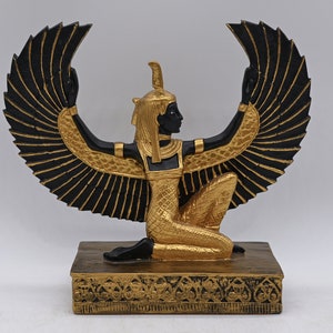 Estatua egipcia de la diosa maat diosa de la justicia Alas abiertas grandes hechas en Egipto S1(H:17xW:20xD:7) cm