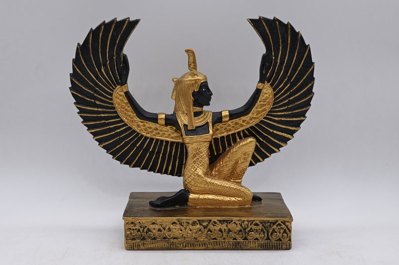 Estatua egipcia de la diosa maat diosa de la justicia Alas abiertas grandes hechas en Egipto S1(H:17xW:20xD:7) cm