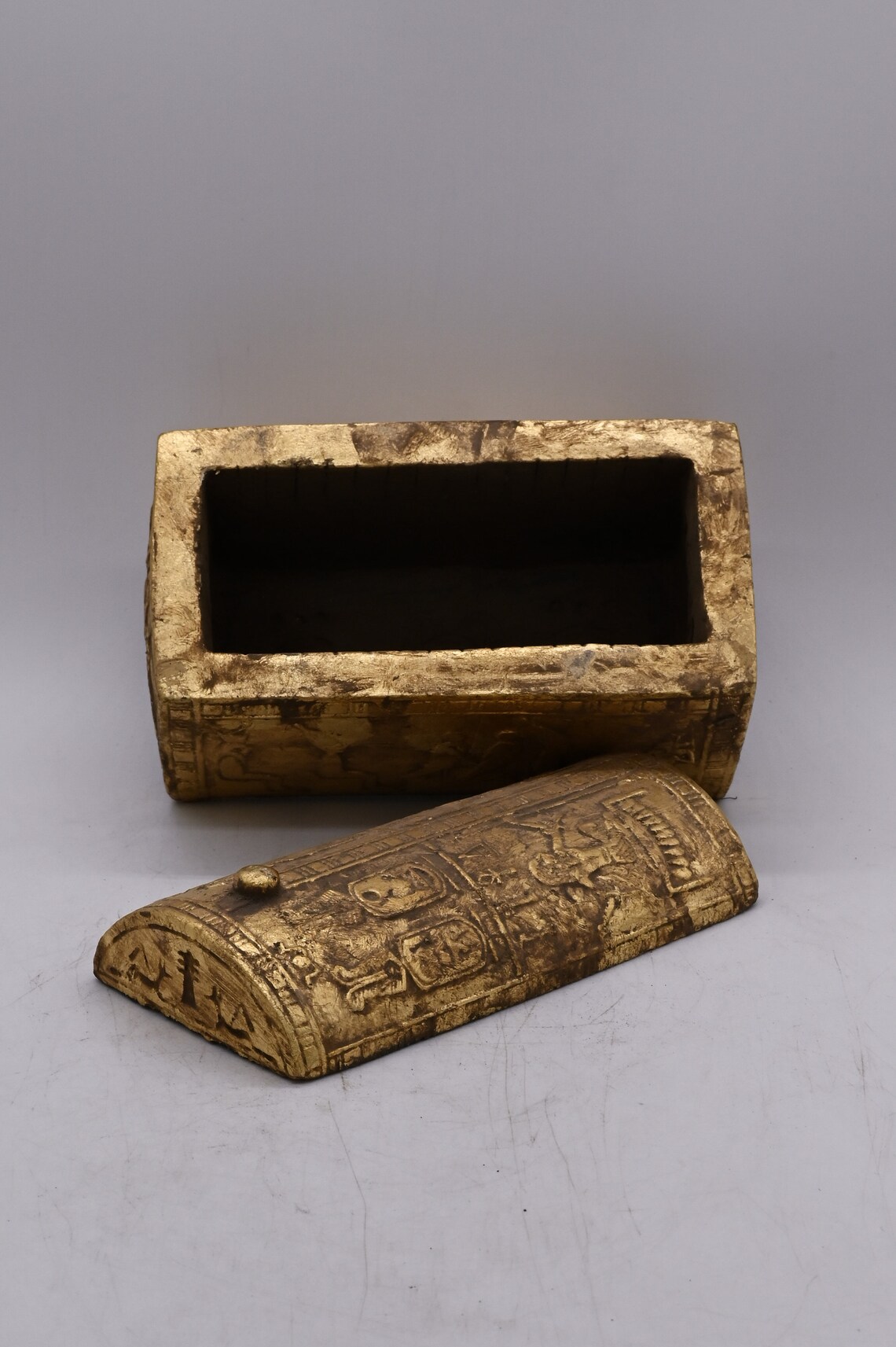 Egyptian Art Box Decorated Pharaonic Inscriptions Gold Leaf Made in ...