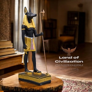 Anubis - Egyptian statue of god of death Anubis colored in antique shape large statue, made in Egypt.