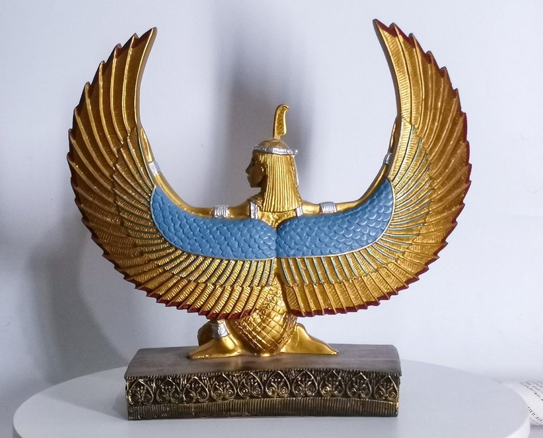 Estatua egipcia de la diosa maat diosa de la justicia Alas abiertas gran piedra pesada hecha en Egipto imagen 4