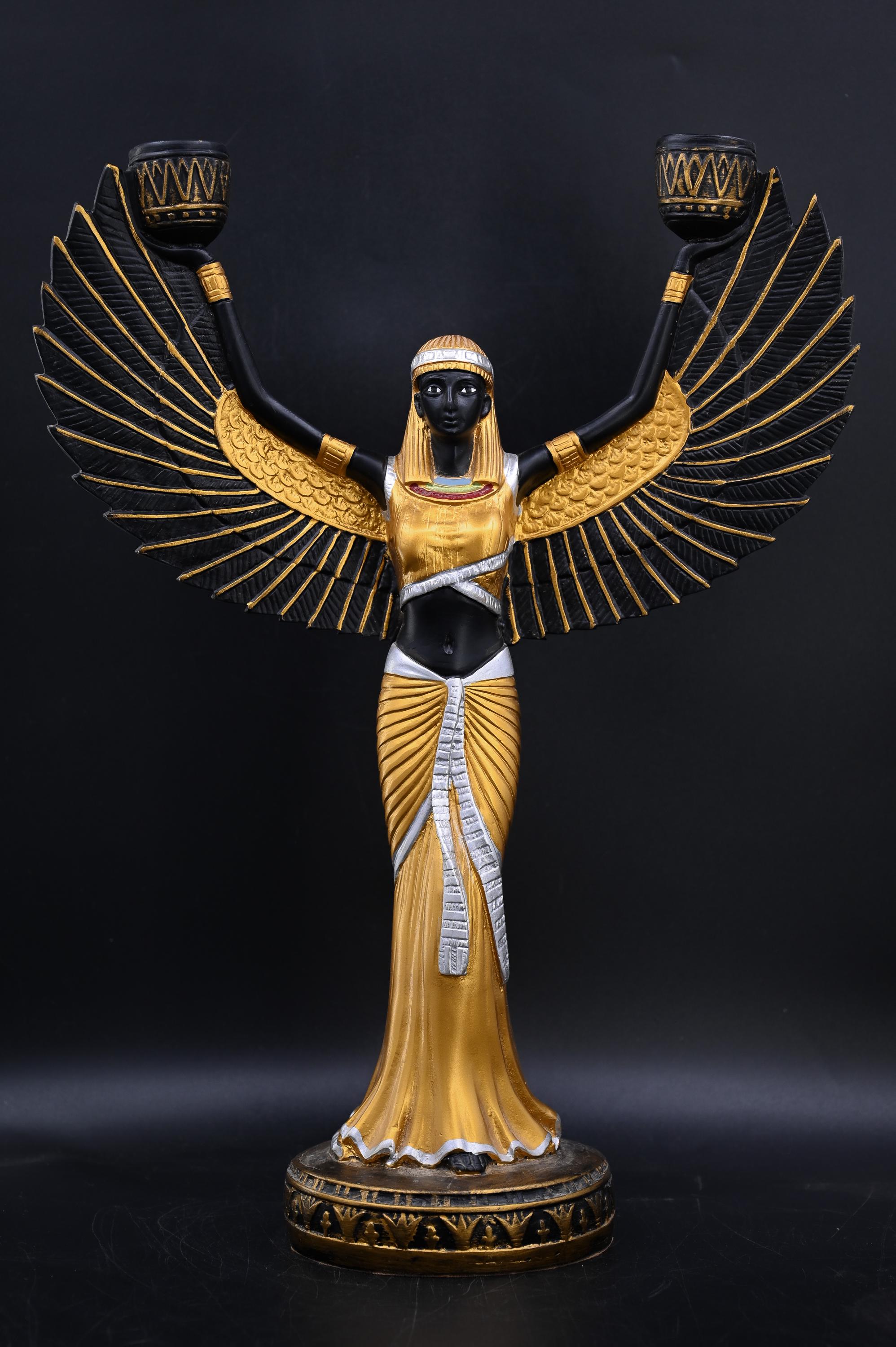 エジプトの女神イシスの大きな開いた翼の燭台（2色）エジプト製 - Etsy