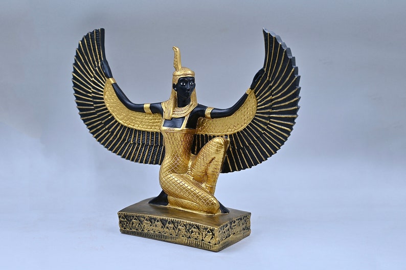 Estatua egipcia de la diosa maat diosa de la justicia Alas abiertas grandes hechas en Egipto imagen 10