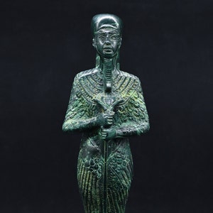 Unique statue of Egyptian God craftsmen Ptah malachite stone  made in egypt