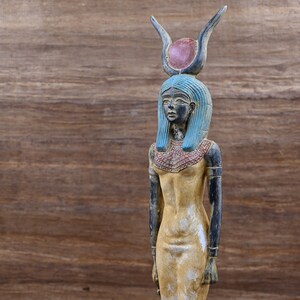 Egyptian statue of goddess Hathor goddess of Heaven, love, beauty, money, happiness, music, fertility, large statue made in Egypt