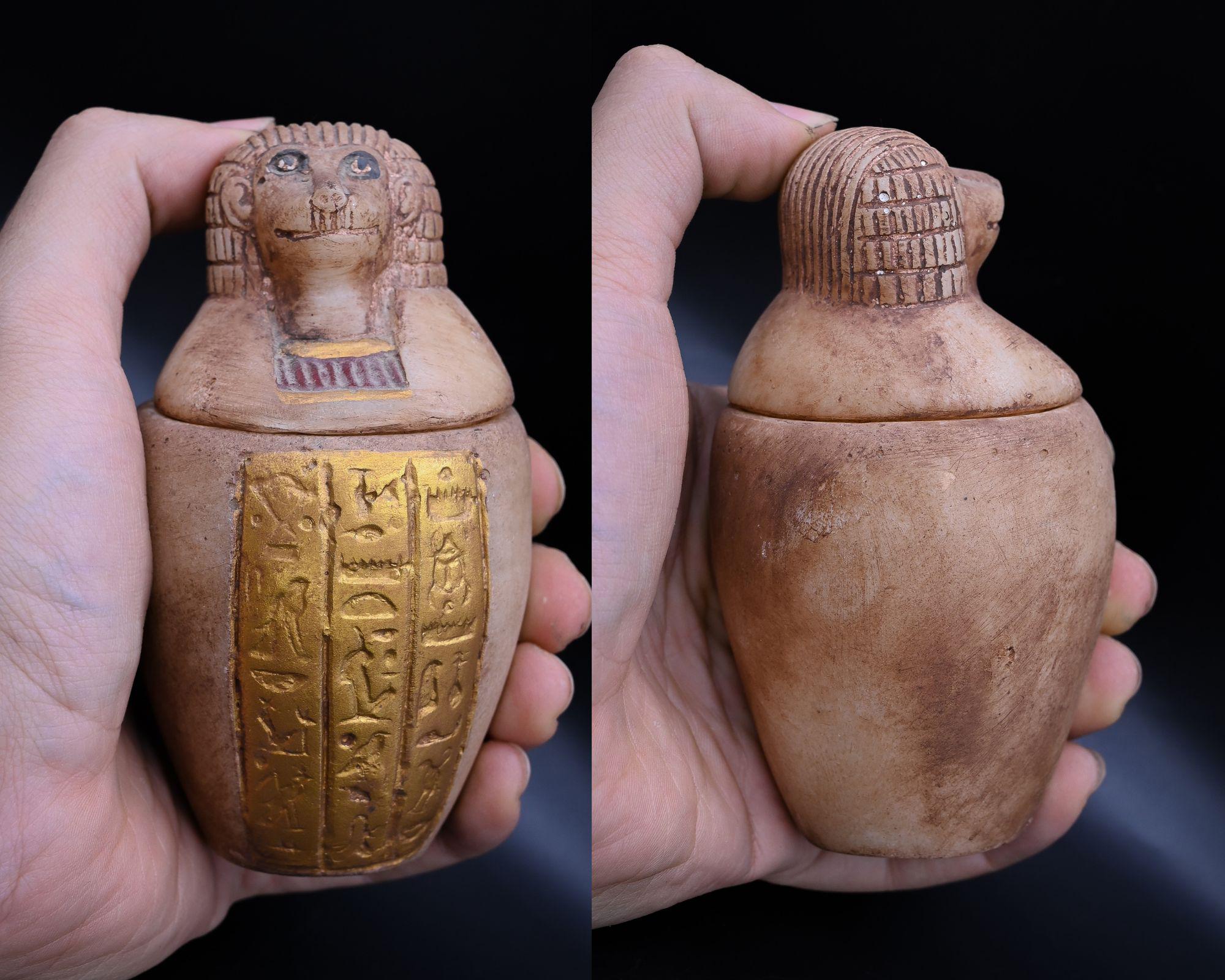 エジプトのカノプス壺：ホルスの息子たち、大理石製、4個セット - Etsy