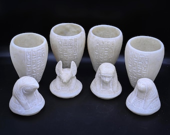 カノプスの壺セット　エジプト土産 エジプトのカノプス壺 4 個セット - イムセット、ハピ、ケベセヌエフ