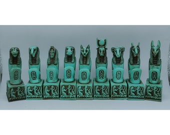 Estatuas de dioses egipcios: Anubis, Seth, Thoth, Bastet - Decoración antigua