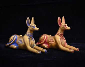 Anubis Dog Jackal Figurine Egyptian God statue gold, made in egypt