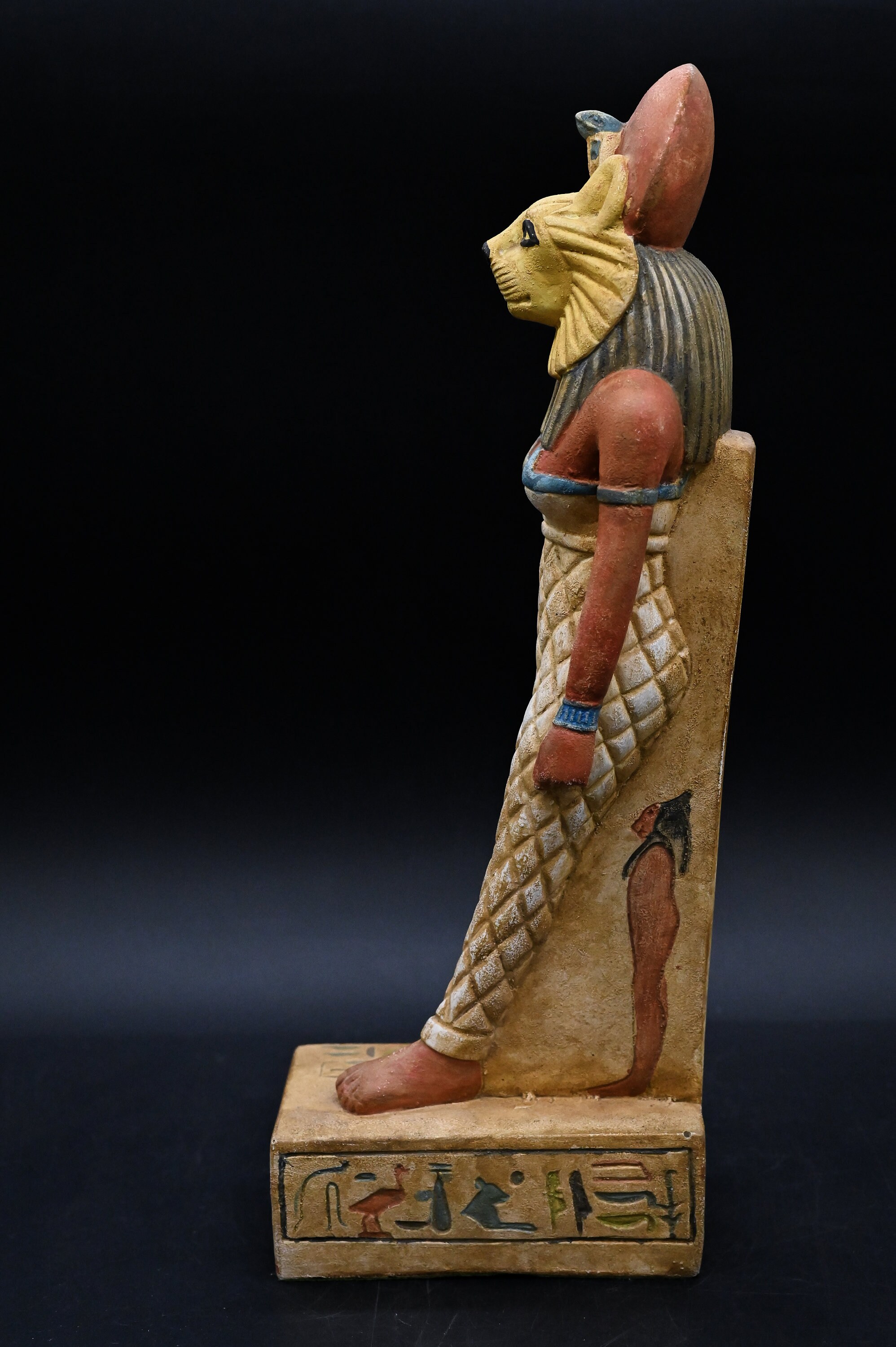 Statue of Egyptian Art Goddess Sekhmet Hand Painted Heavy Stone Made in ...